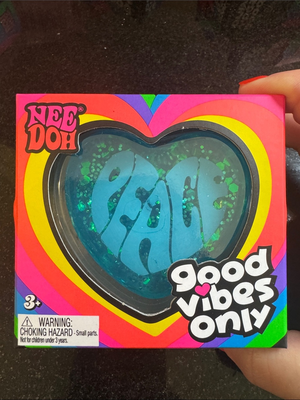 NeeDoh NIB 100% Auth Good Vibes Only “Peace” Heart Stress Toy - Blue